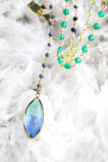 WATERCOLOR Y NECKLACE- BLUE HAWAIIAN